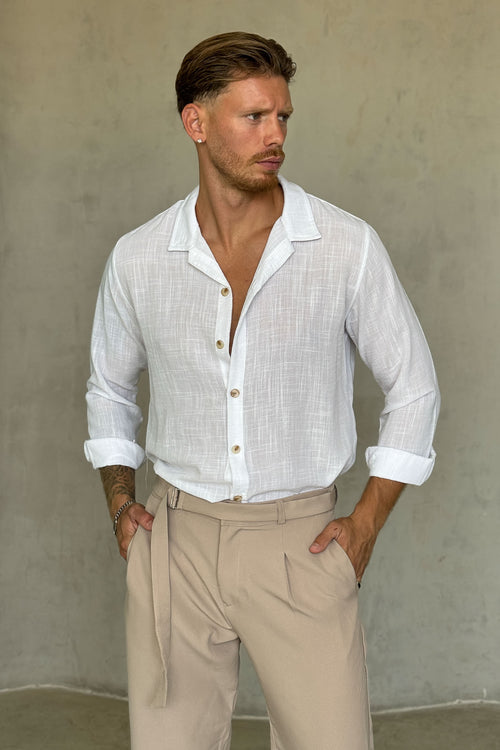 מכופתרת ארוכה - Touch (לבן)