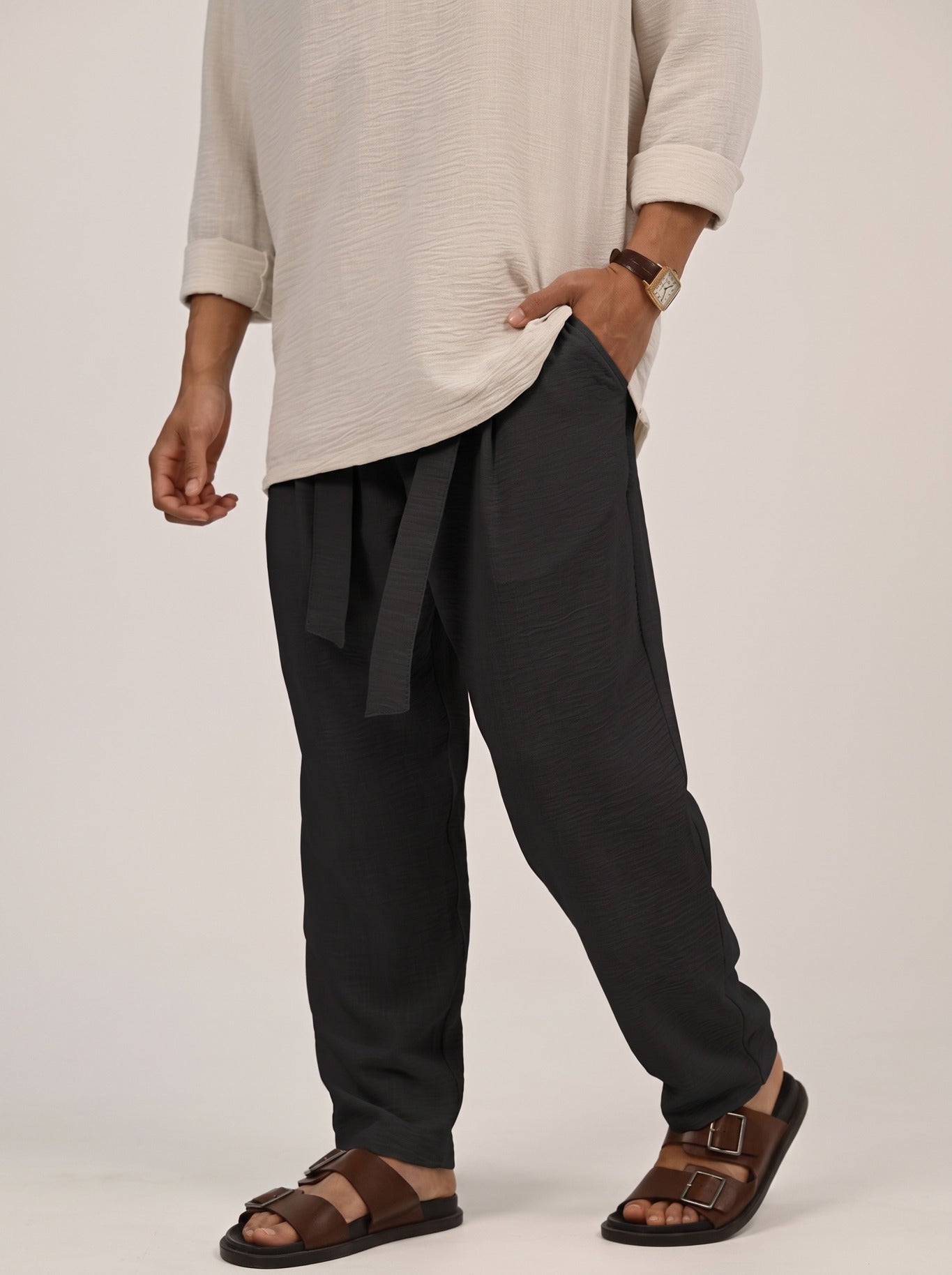 מכנס פשתן – Santorini Ease (שחור) 3