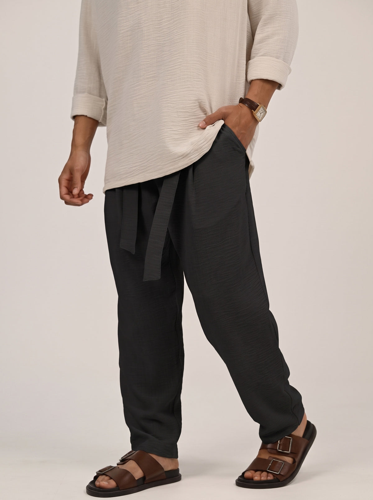 מכנס פשתן – Santorini Ease (שחור) 3