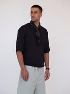 חולצה פשתן אוברסייז – Caleb (שחור) 1