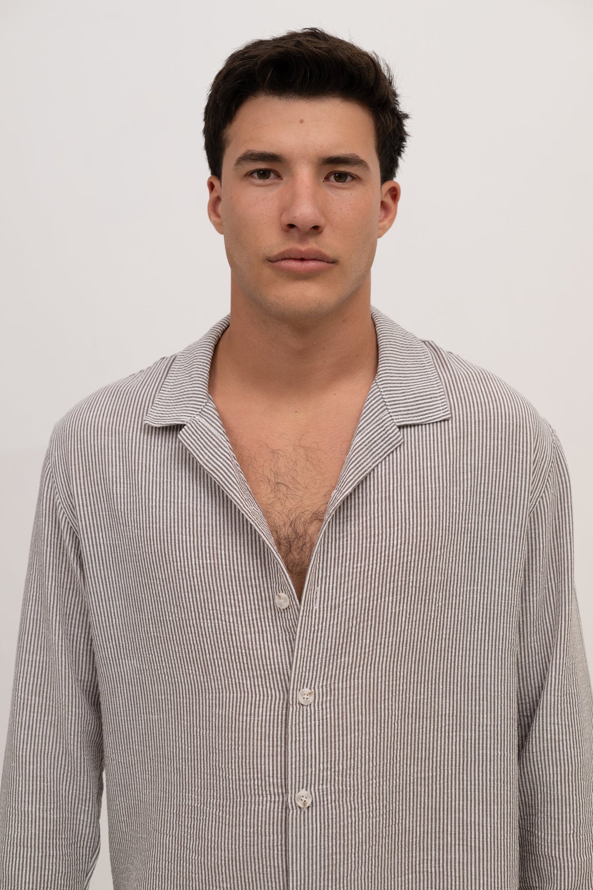 חולצה מכופתרת קצרה – Portofino (חום)