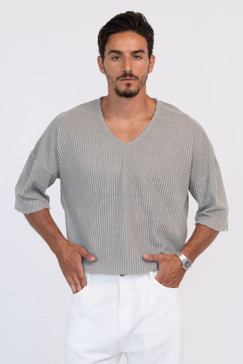 חולצת ריב וי – Rib V-Neck Tee (ירוק)