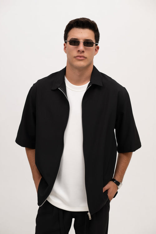 חולצת רוכסן קצרה – Camogli (שחור)