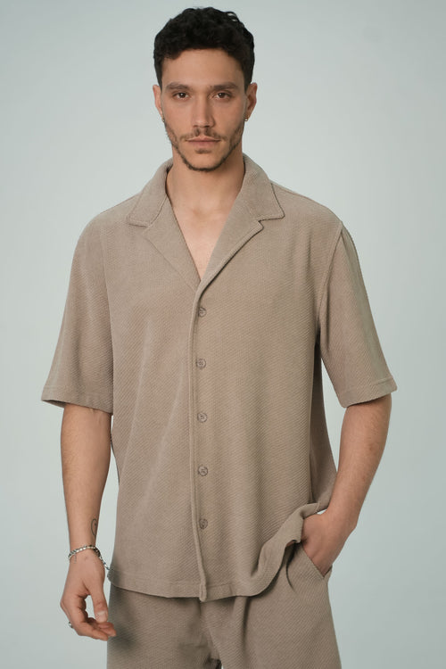 חולצה מכופתרת קיץ – Summer Relaxed Shirt (אבן)