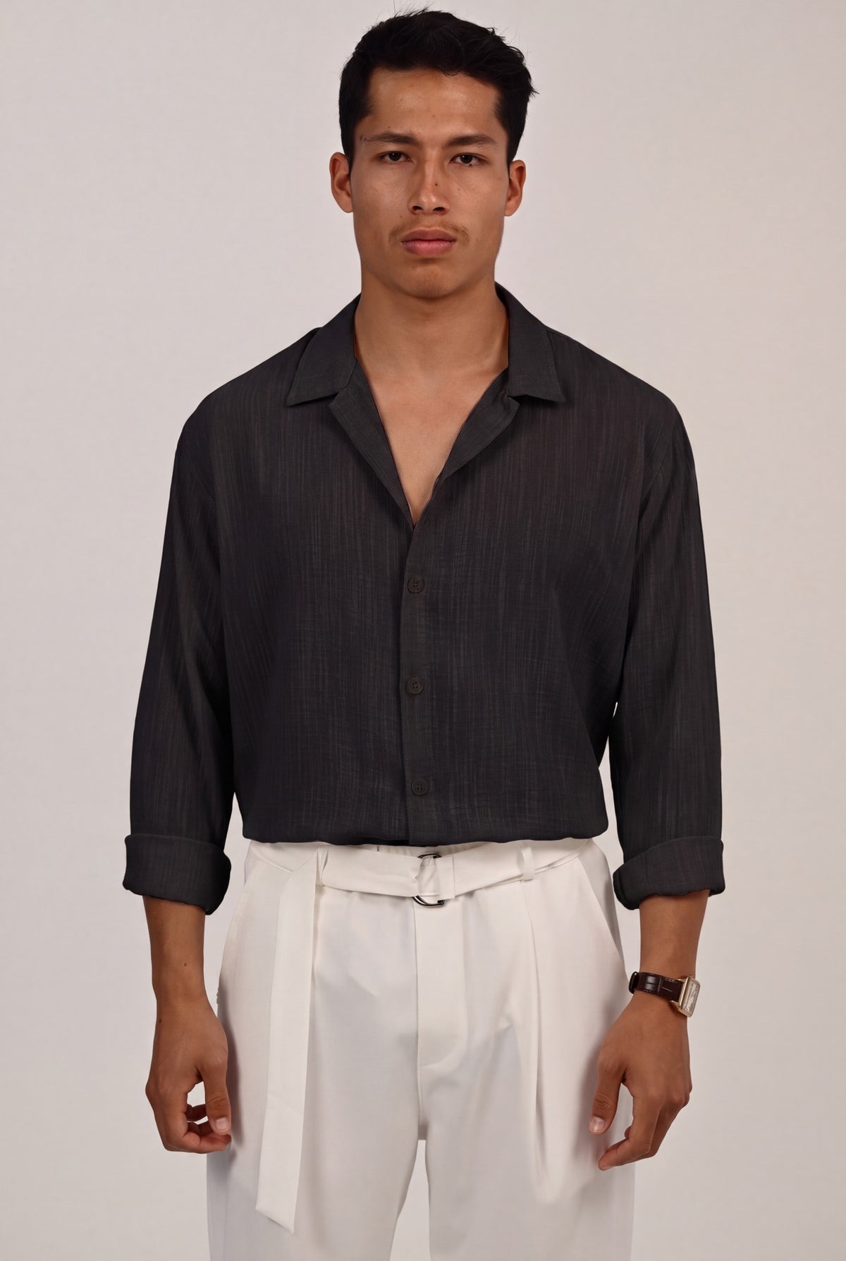 מכופתרת ארוכה – Sunveil Linen (שחור) 1