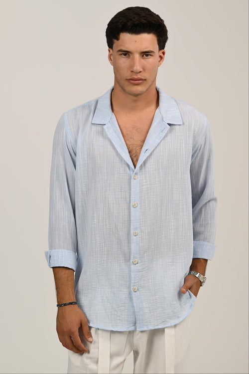 מכופתרת ארוכה – Sunveil Linen (תכלת)