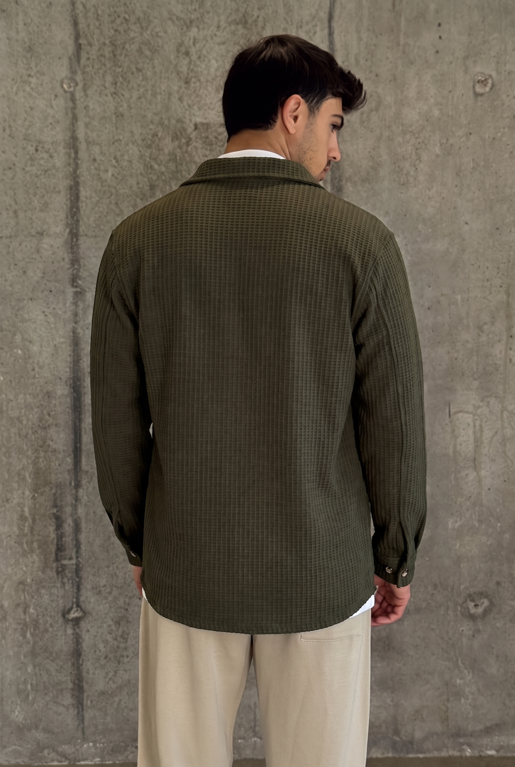 עליונית וואפל קלאסית | Waffle Overshirt (ירוק)