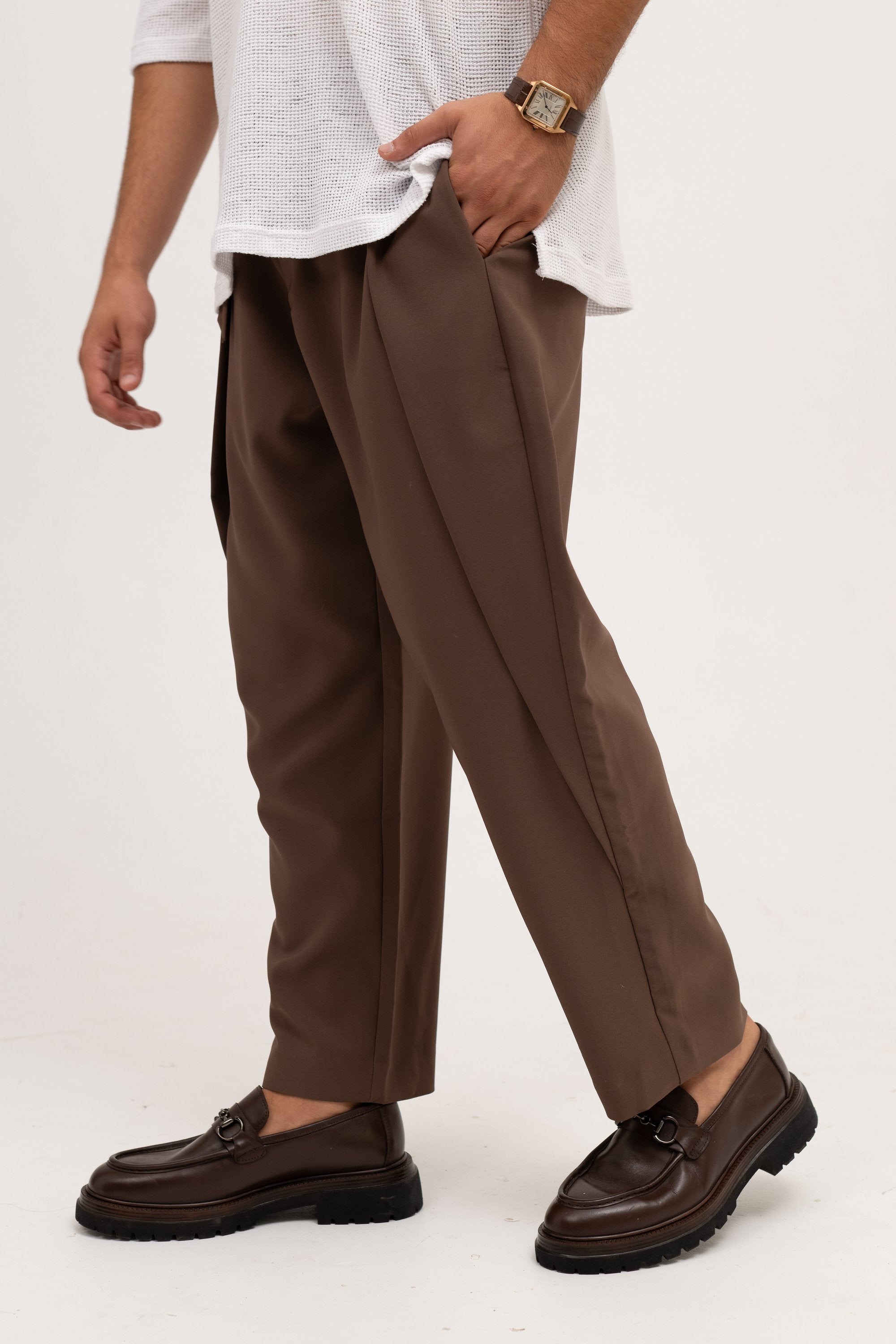מכנס אלגנט עם חגורה – DANTE TROUSER (מוקה)