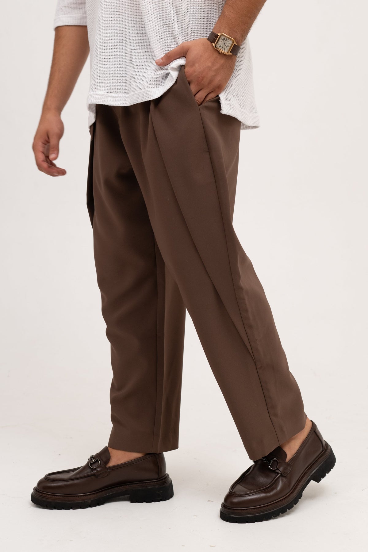 מכנס אלגנט עם חגורה – DANTE TROUSER (מוקה)